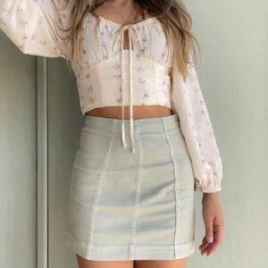 Seamed Denim Mini Skirt